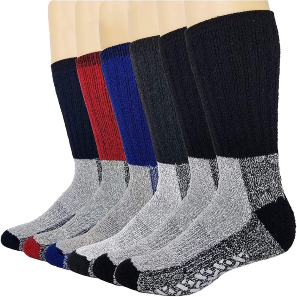 6 Pairs Merino Wool Thermal Socks Unisex Warm Hiking Socks Assorted Grips